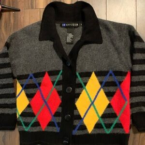 Diffusion Argyle Cardigan Sweater